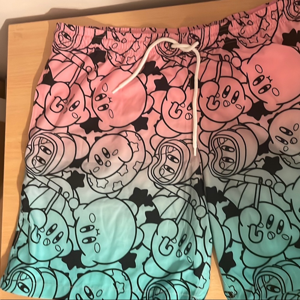Kirby Graphic Shorts in Blue and Pink XL